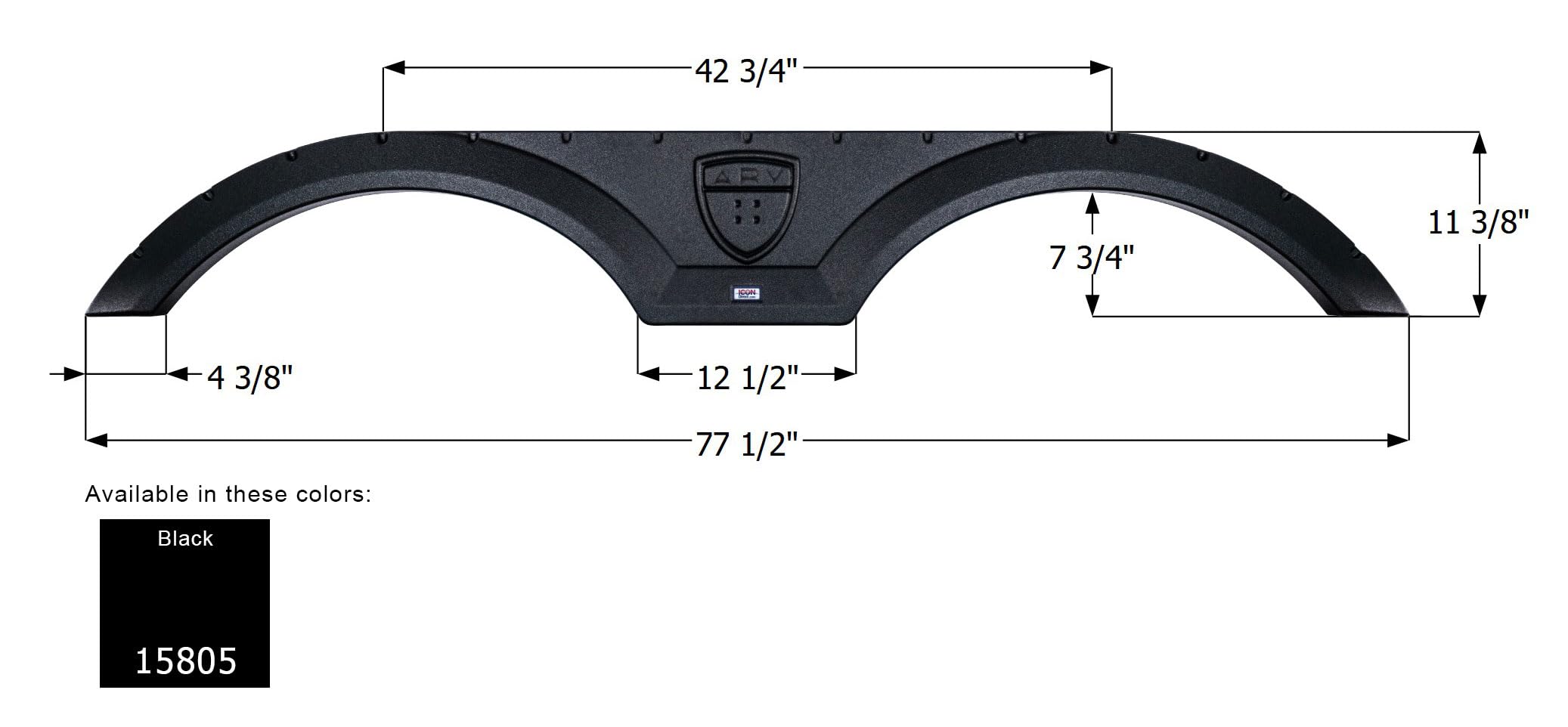 Tandem Axle Fender Skirt Icon 15805 for Augusta - Black