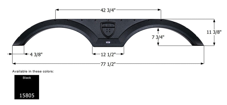 Tandem Axle Fender Skirt Icon 15805 for Augusta - Black