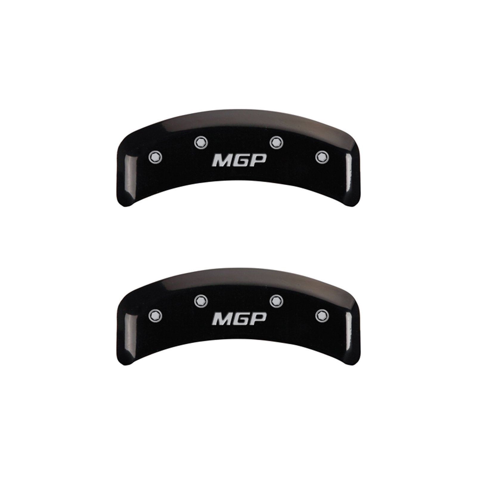 MGP 'MGP' Engraved Caliper Covers 38011SMGPBK with Black Powder Coat Finish and Silver Characters, (Set of 4)