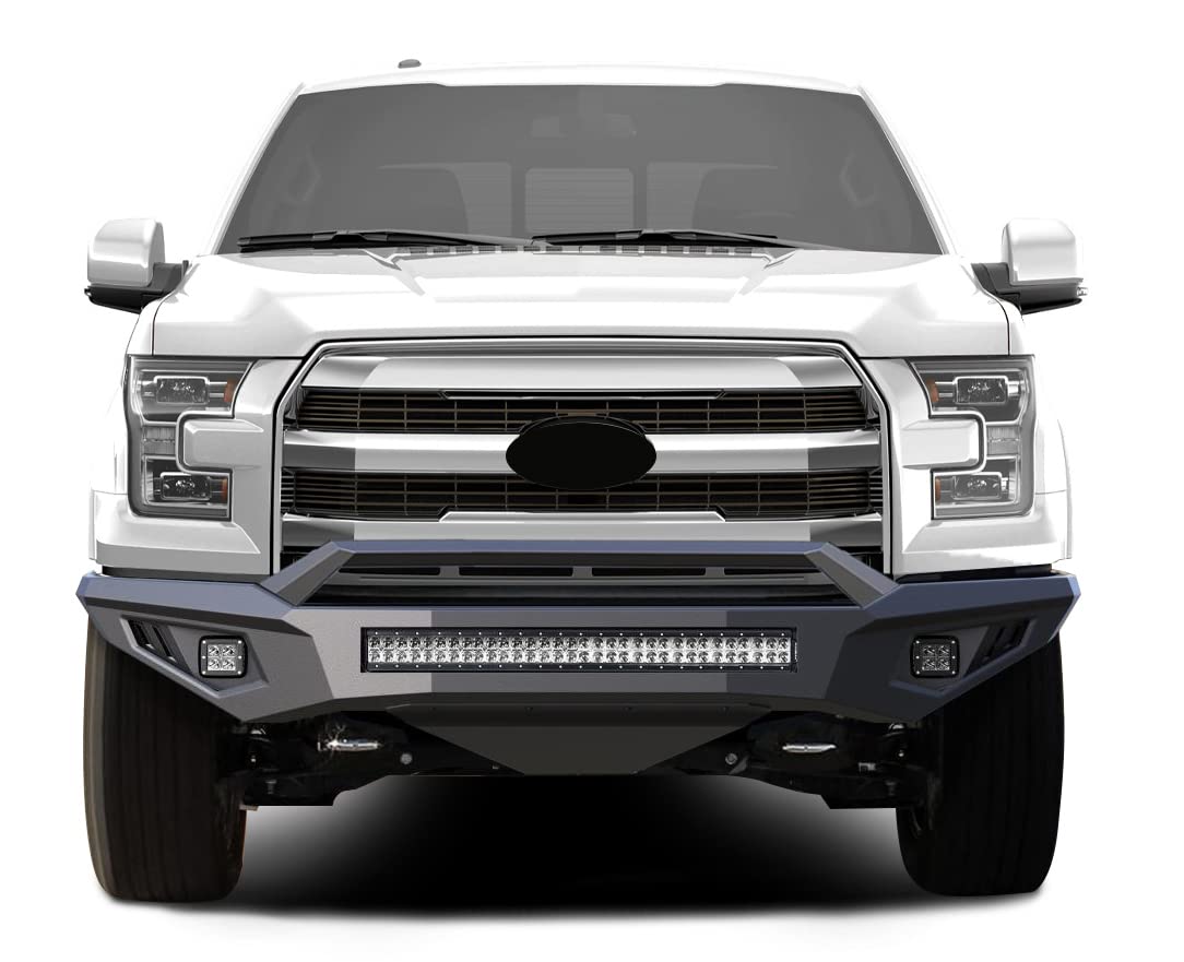 Armour II Heavy Duty Black Horse Front Bumper Kit Matte Black Compatible with 2015-2017 Ford F-150-AFB-F117-K2