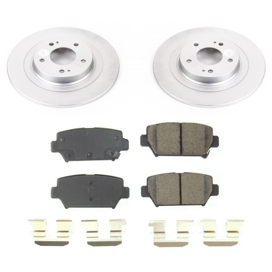 Power Stop Z17 CRK8434, Rear Coated Rotor Kit-Coated Brake Rotors, Ceramic Brake Pads For Mitsubishi Eclipse Cross 2018-2020 [Model Specific]