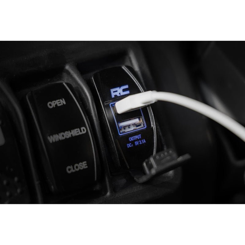 USB Switch Rough Country Insert, 2"x1" with Logo - Blue Back Light
