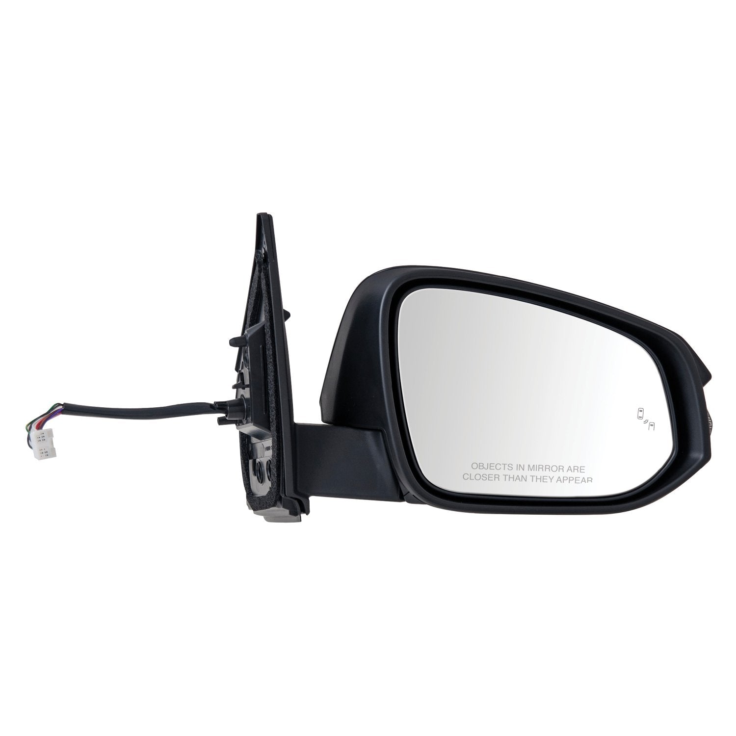 Mirror Passenger Side for Toyota RAV4, Textured Black w/PTM Cover, w/Turn Signal, w/Blind Spot Detection, Heated Power, Foldaway