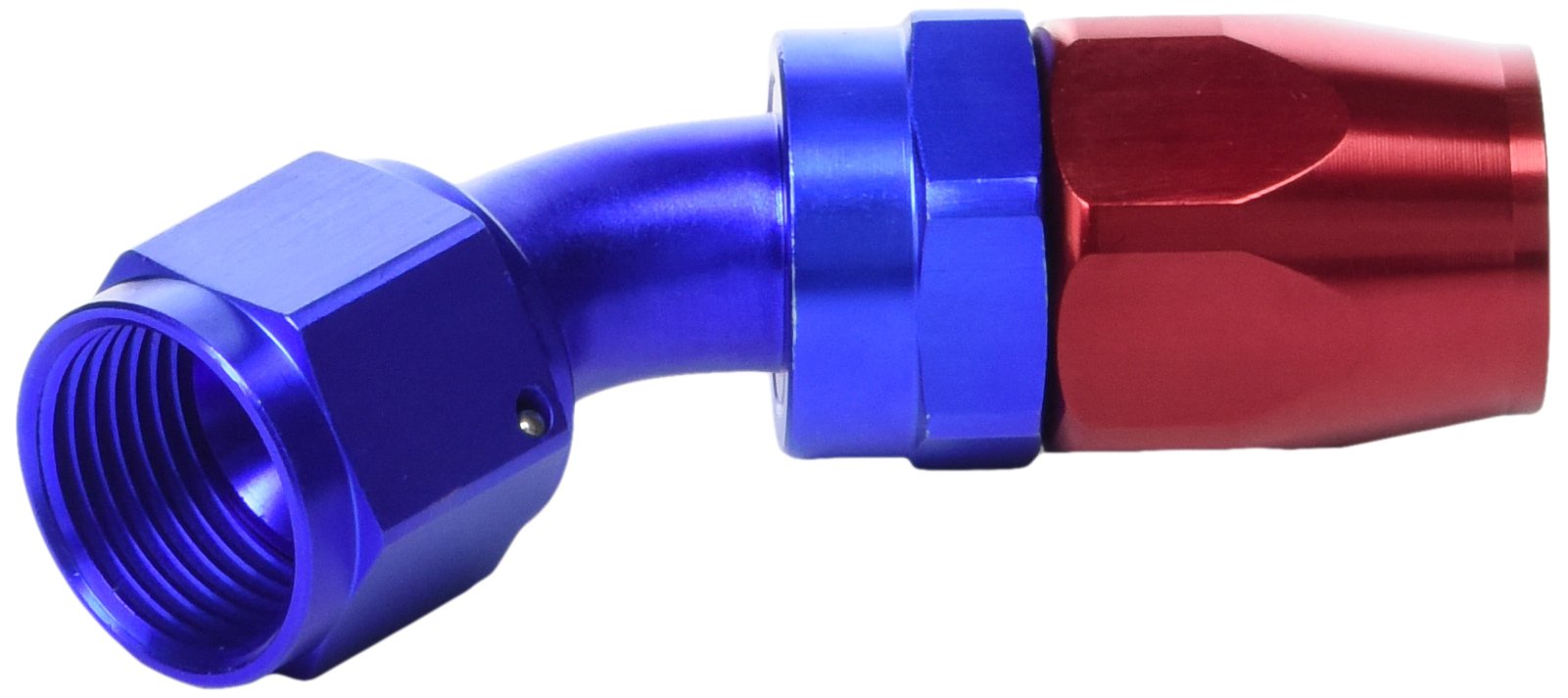 Edelbrock/Russell 610110 Anodized Aluminum Red/Blue -10AN 45-Degree Hose End