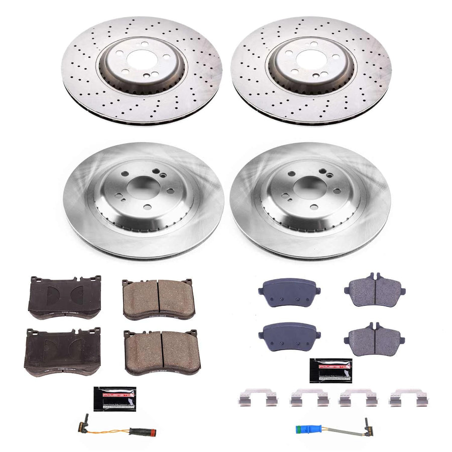 Power Stop KOE7853 Front and Rear Replacement Brake Kit-OE Brake Rotors & Ceramic Brake Pads For Maybach S, S550, S550e, Maybach S560 [Model Specific]