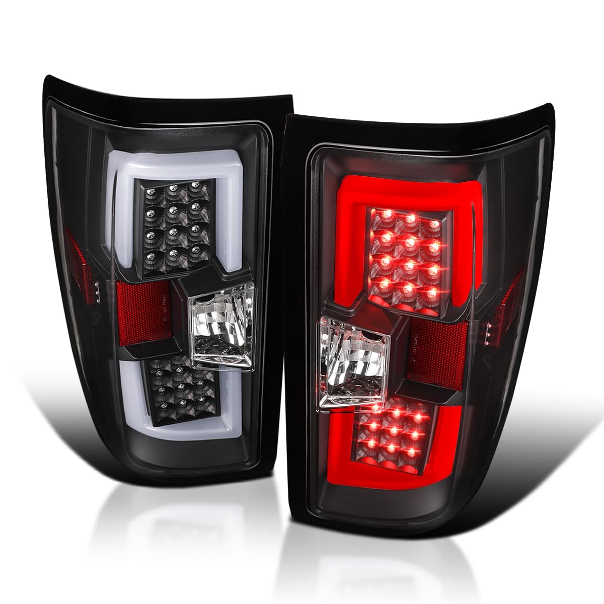 Black LED Tube Tail Lights SPEC-D TUNING Compatible with 2014-2018 Chevy Silverado 1500, 2015-2019 Silverado 2500HD/3500HD, Left + Right Pair Assembly