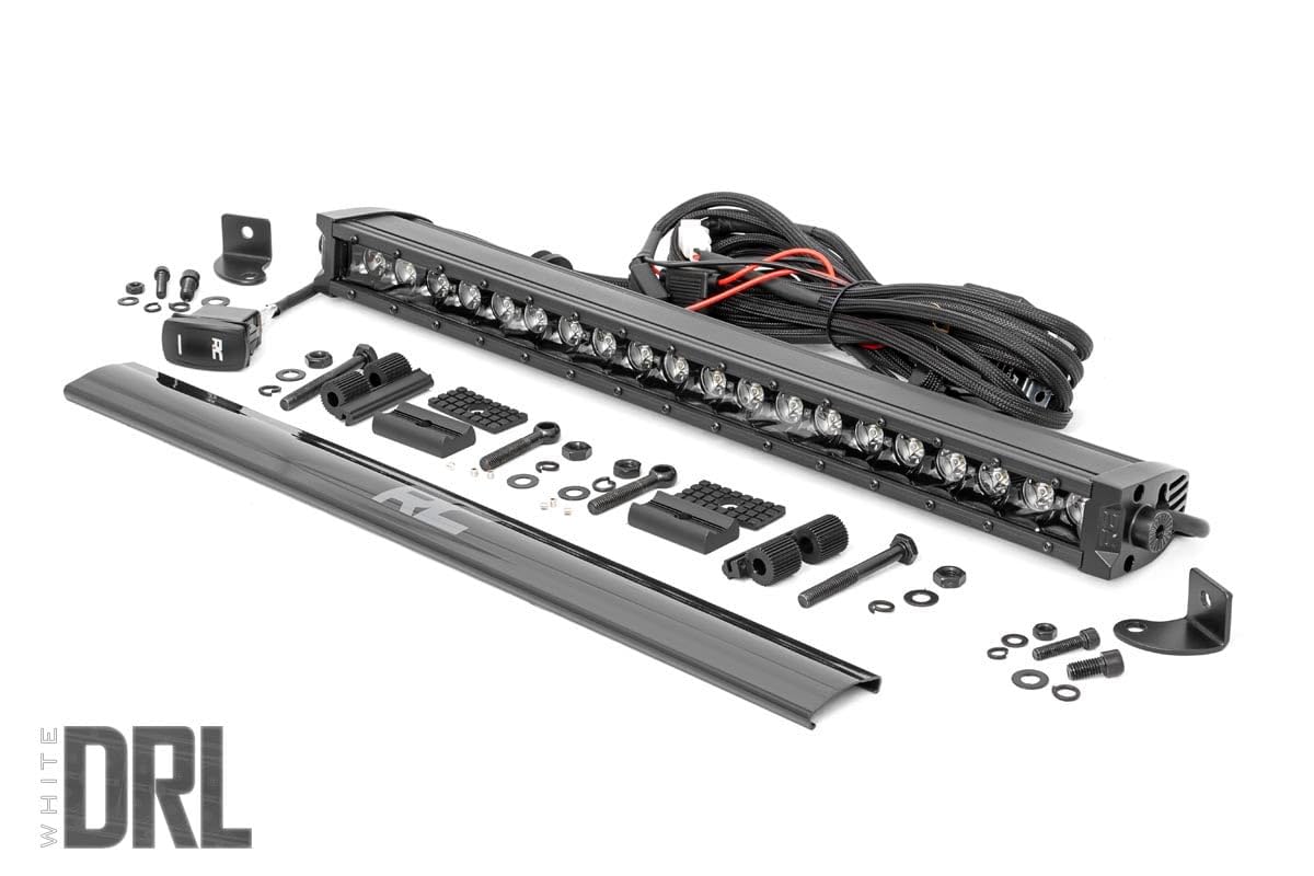 20-Inch Rough Country LED Light Bar with White DRL - 100W CREE LED, 7200 Lumen, Spot Focus Beam, Rugged Off-Road Lighting for Jeeps, Trucks, UTV