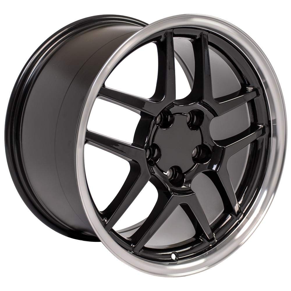 CV04 OE Wheels 18 Inch Rim Fits Corvette C5 Z06 Style 5x120.65 18x10.5 Gloss Black Machined Lip - Hollander 5124 (1)