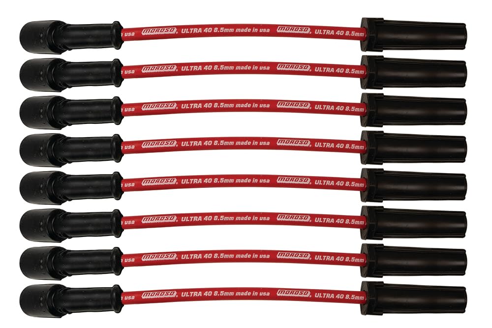 Moroso Red 73743 Ultra 40 8.5mm Spark Plug Wires, Fits GM LS 4.8/5.3/6.0/6.2 Engines, 11" Length w/o Heatshields