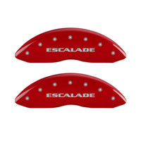 SET OF 4 CALIPER COVERS, RED, FRONT AND REAR: ESCALADE, SILVER CHARACTERS