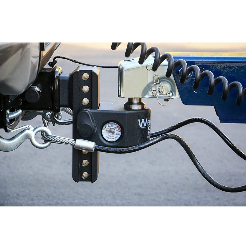 Weigh Safe Drop Steel Hitch - Adjustable Trailer Hitch with Ball Mount - Designed for 2.5" Receivers - Includes 2 Tow Balls - 8" Drop Hitch, 22,000 lbs GTW, 2-Piece Lock Set
