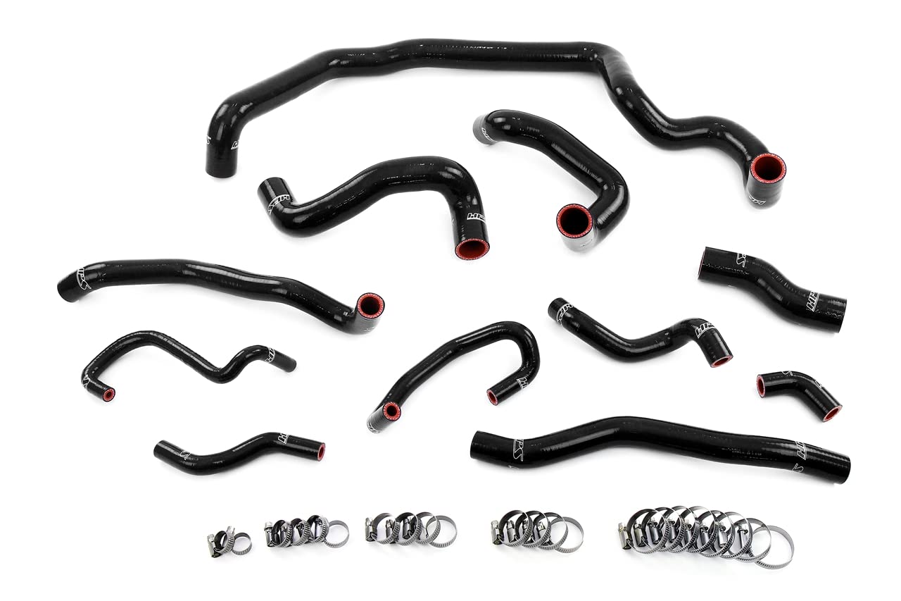HPS Performance Black Silicone Radiator, Water Pump, Heater, Expansion Tank Coolant Hoses Compatible for 2007-2012 Mini Cooper 1.6L Turbo (N14) Manual Trans, 57-1995-BLK