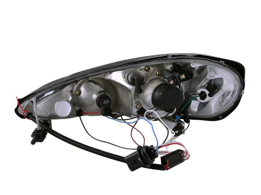 Black Clear AnzoUSA Projector Halo Headlight with LED for Pontiac Grand Am - (Sold in Pairs)
