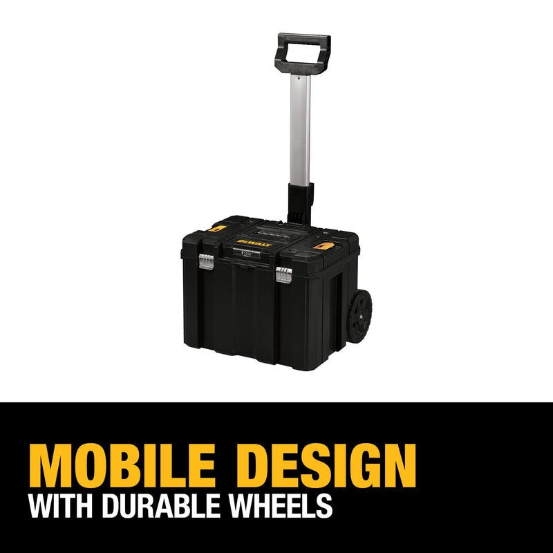 Modular DEWALT Tool Box with Wheels, Large Rolling Tool Box With Telescopic Handle, Portable Carrier Deep Stackable TSTAK Storage (DWST17820)