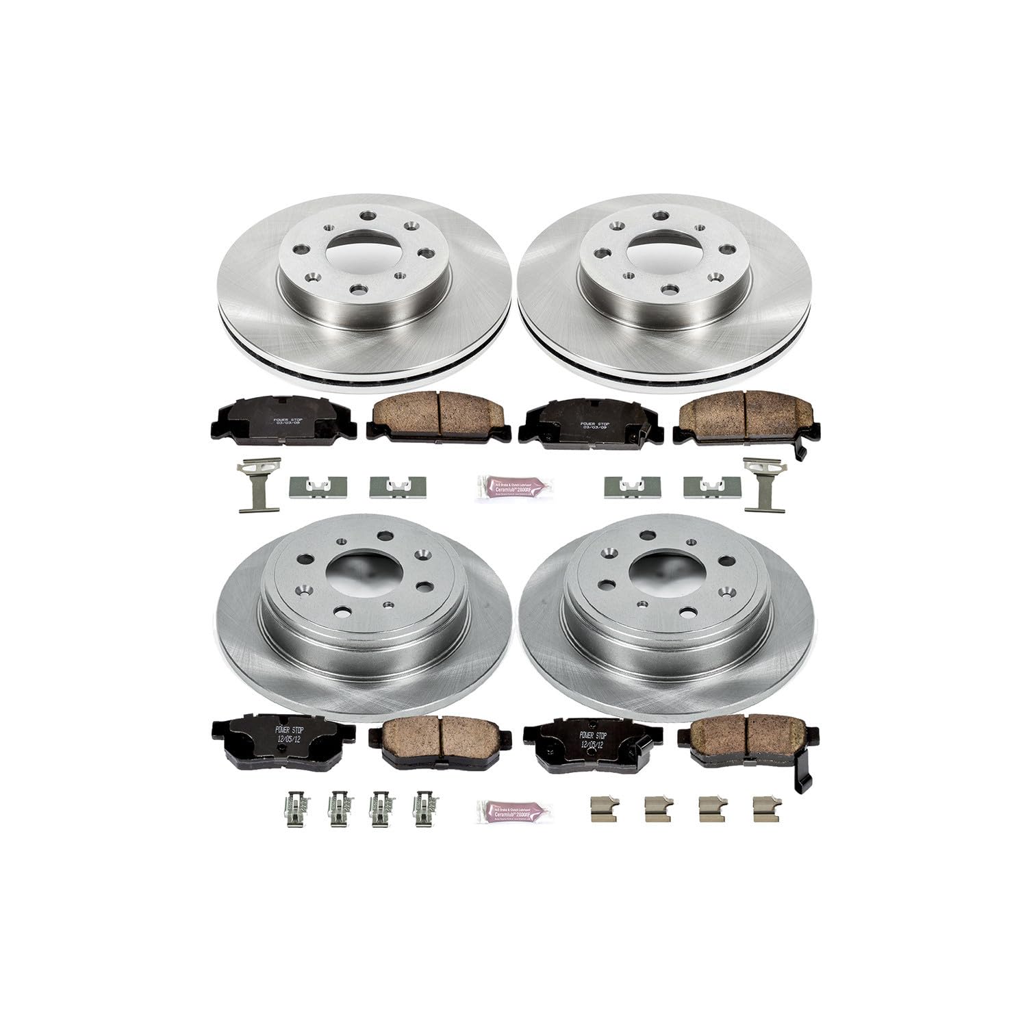 POWERSTOP Autospecialty KOE700 Front and Rear Replacement Brake Kit-OE Brake Rotors & Ceramic Brake Pads