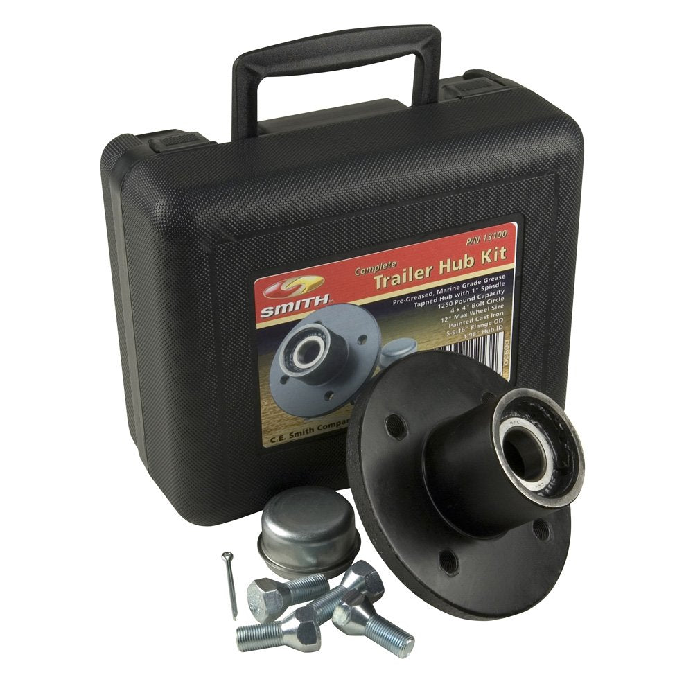 Trailer Hub Kit - CE Smith - Boat Trailer Hub Kit for Trailer Accessories - 1" Tapped; 4 Studs with 4" Bolt Diameter - 1250 LB Capacity (13100)