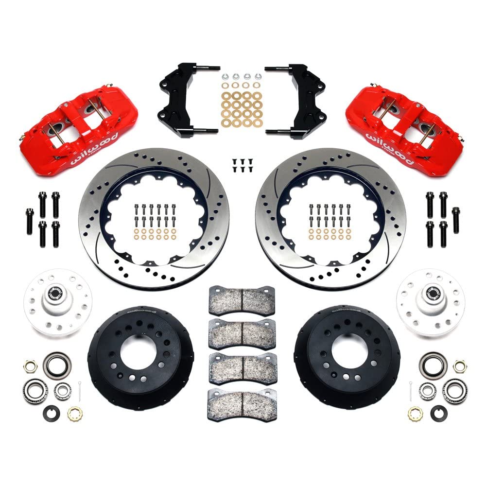 WILWOOD W6A 140-10641-DR Front Hub Kit,14.00,Drilled-Red WWE ProSpindle