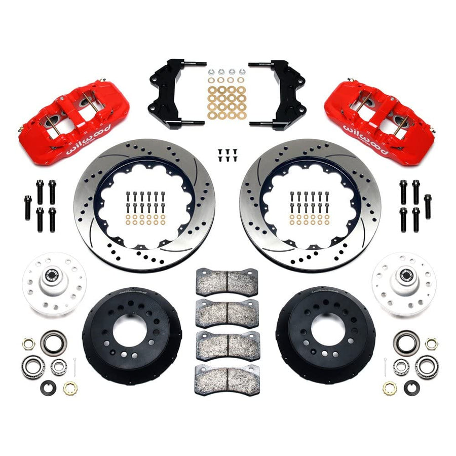 WILWOOD W6A 140-10641-DR Front Hub Kit,14.00,Drilled-Red WWE ProSpindle