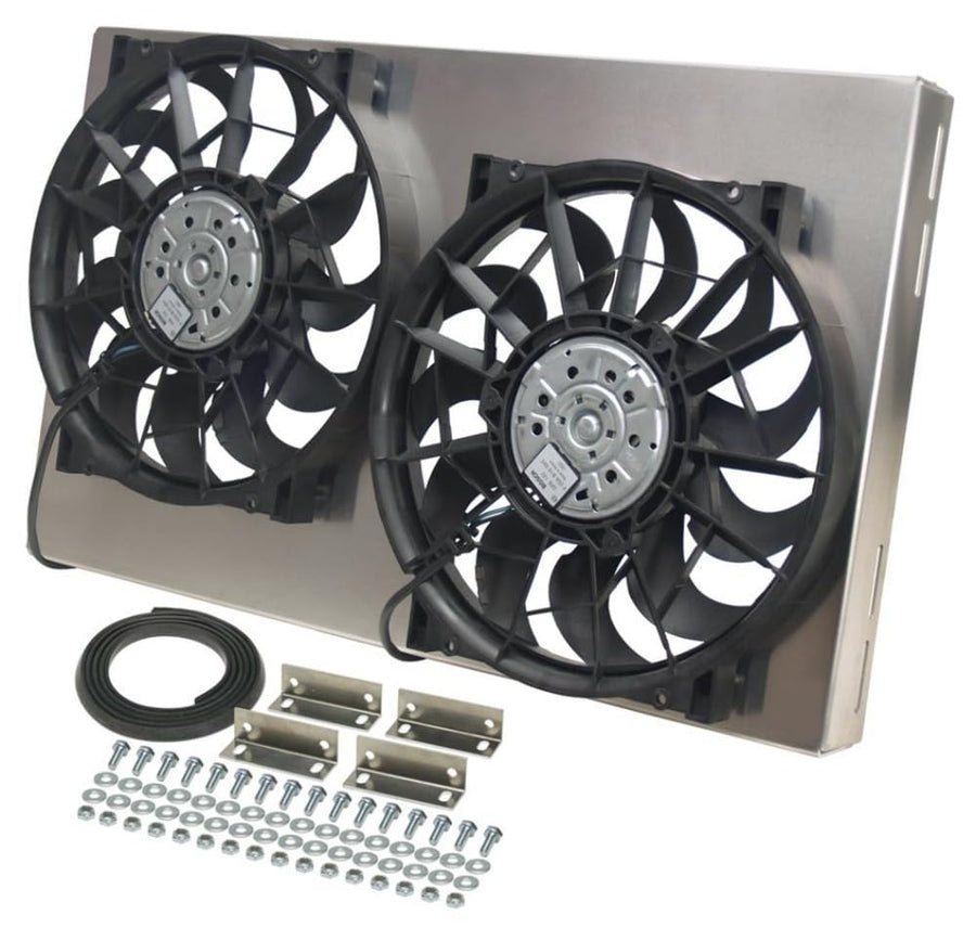 High Output Derale Performance 16825 Gray/Black Dual Radiator Fan