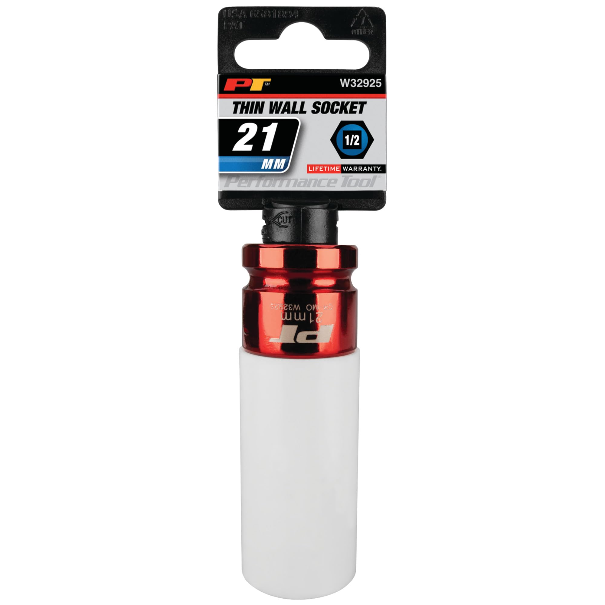 Performance Tool 1/2-Inch Impact Drive W32925 21mm Thin Wall Socket, Red