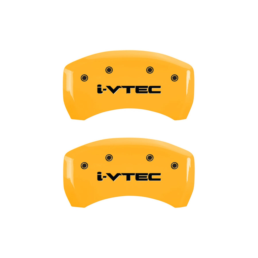 Caliper Covers MGP 39014SIVTYL Yellow (Set of 4, Engraved Front and Rear: i-Vtec, Yellow powder coat finish, black characters)
