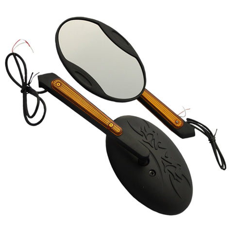 Motorcycle CIPA 01914 Black Tribal LED Lighted Mirror Kit