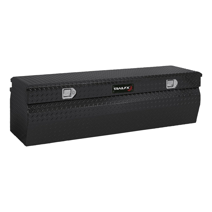 TrailFX Single Lid Tool Box Chest with Struts Black Gloss Powder Coated 16-Gauge Diamond Tread Aluminum 12 Cubic Foot 60 Inch Length x 19-7/8 Inch Width x 17-1/8 Inch Height TrailFX 150602