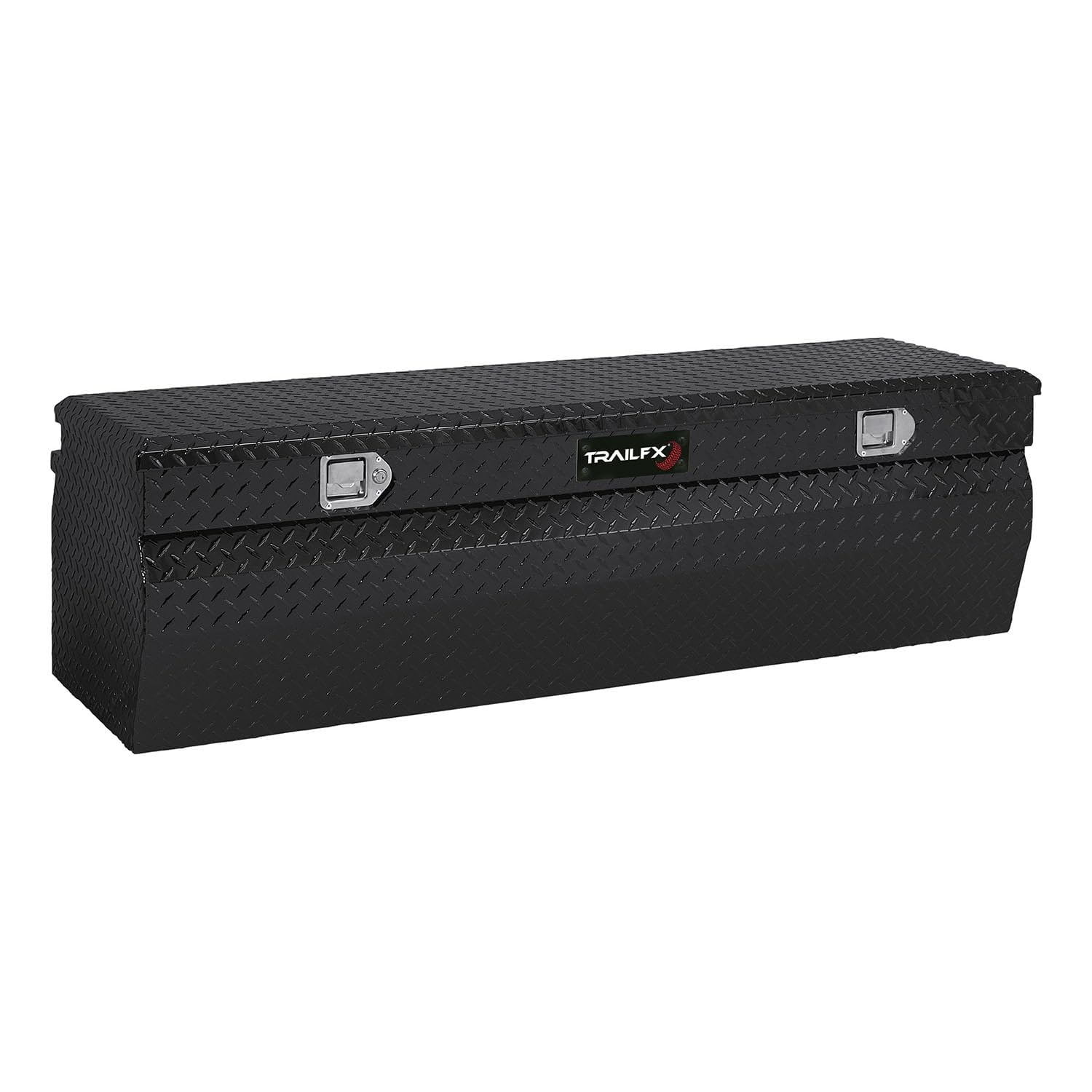 TrailFX Single Lid Tool Box Chest with Struts Black Gloss Powder Coated 16-Gauge Diamond Tread Aluminum 12 Cubic Foot 60 Inch Length x 19-7/8 Inch Width x 17-1/8 Inch Height TrailFX 150602
