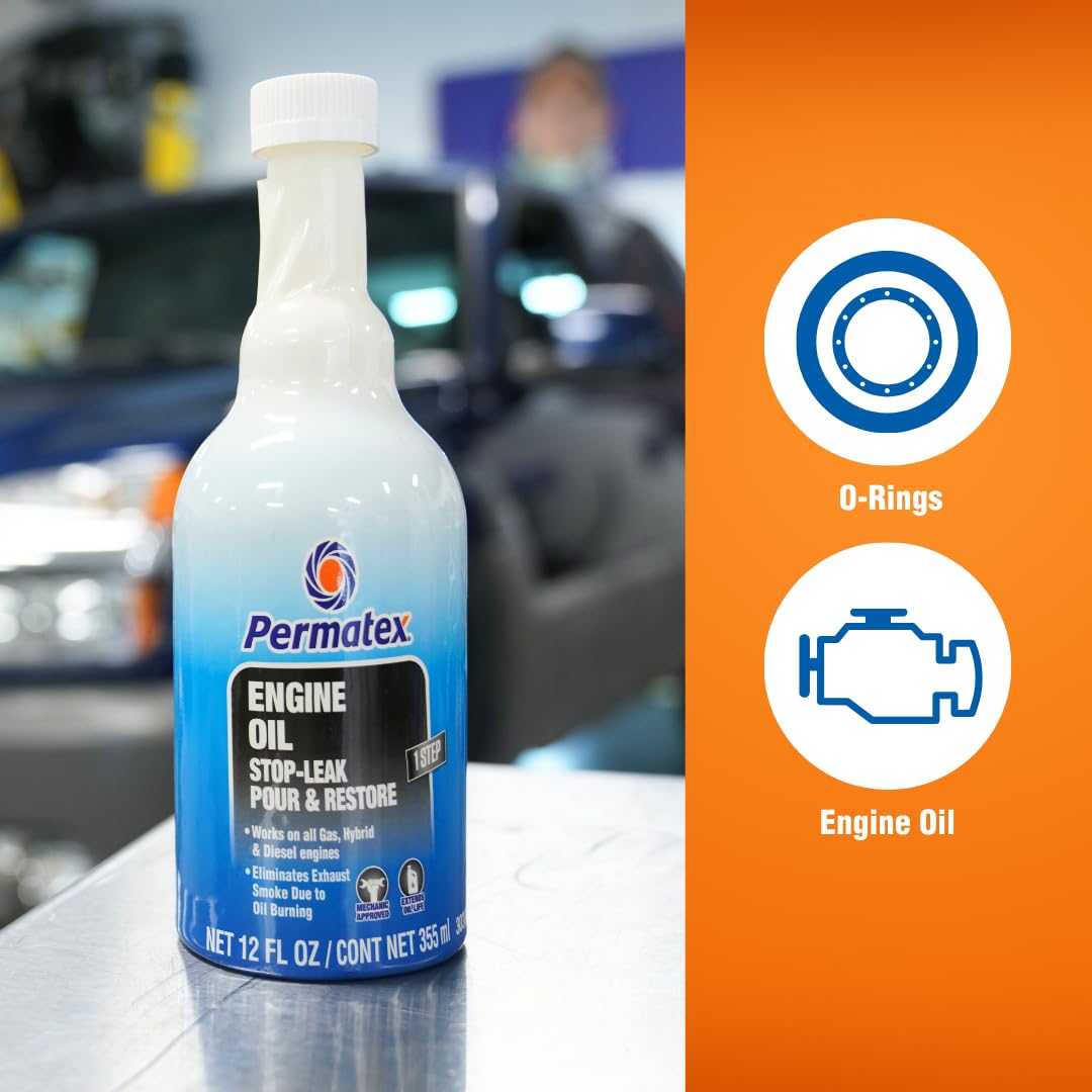 Permatex Engine Oil 30302 - Stop Leak, 12 fl oz, Effectively Stops and Prevents Oil Leaks and Burning Without Needing to Dismantle