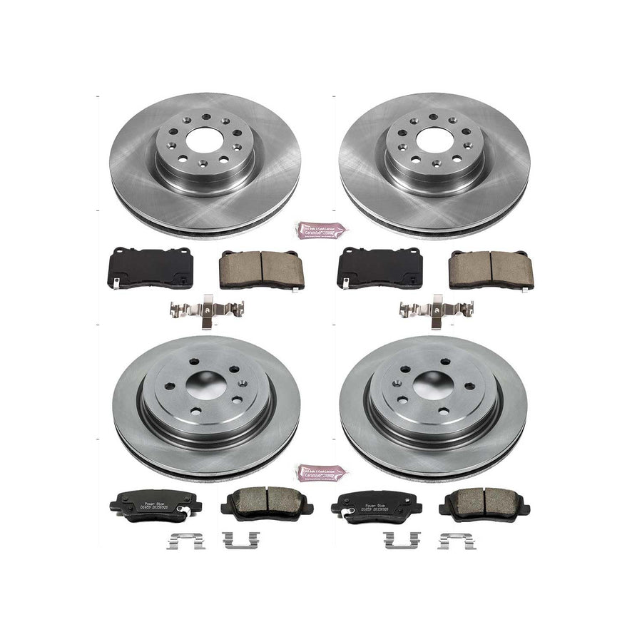 Power Stop KOE7817 Front and Rear Replacement Brake Kit-OE Brake Rotors & Ceramic Brake Pads For Cadillac CTS 2014-2018 [Model Specific]