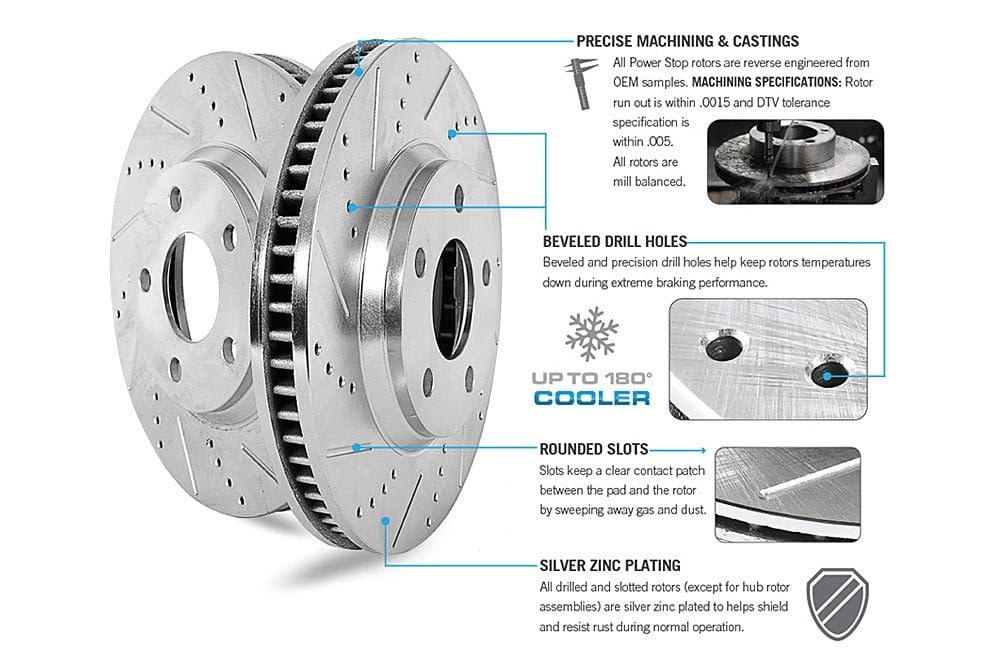 PowerStop Evolution AR8212XPR Performance Drilled And Slotted 1-Piece Front Brake Rotors