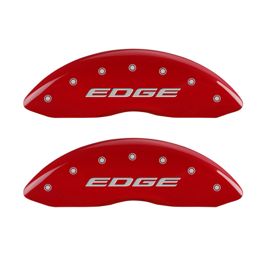MGP 10242SEDERD Caliper Covers Red Powder Coat Finish Front and Rear Caliper Cover, Set of 4 (EDGE/2015 Silver Characters, Engraved)