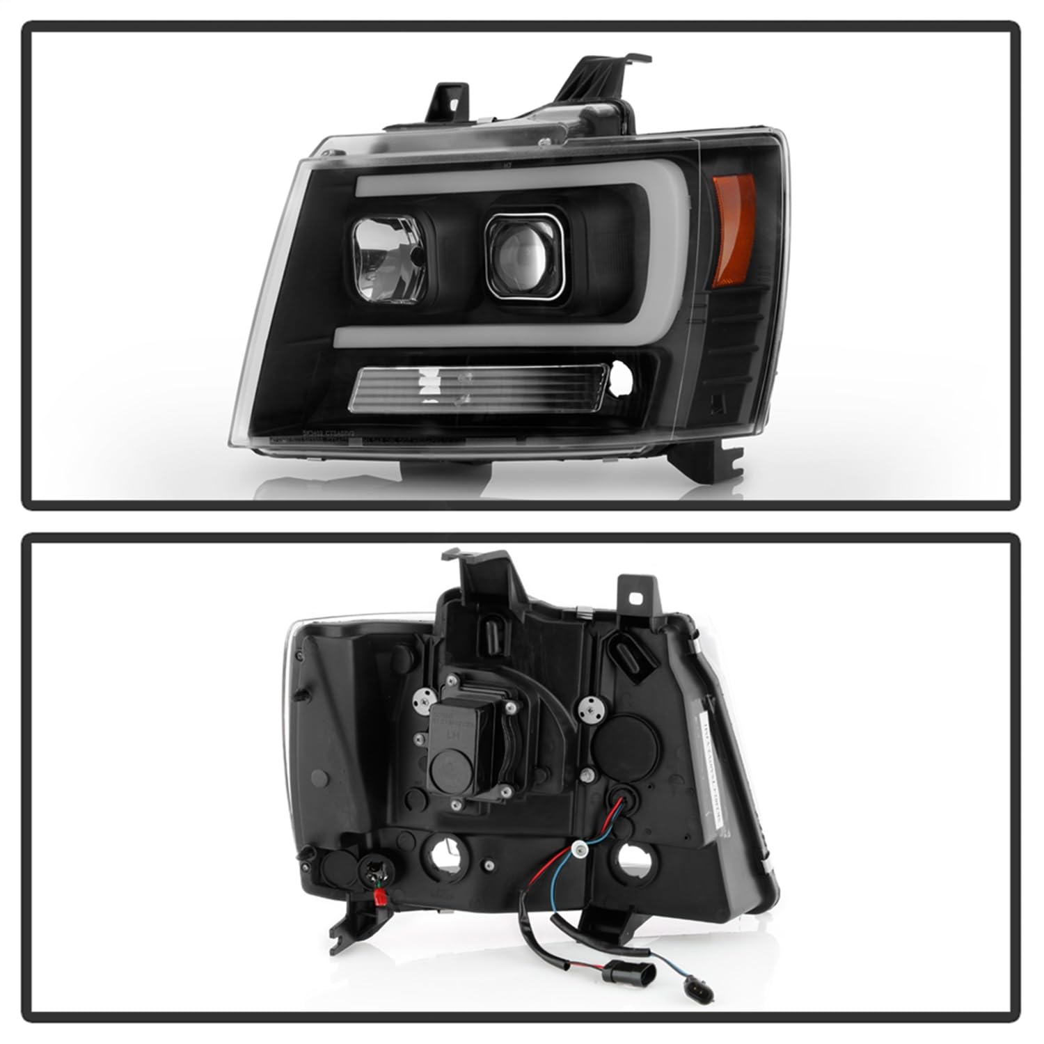 Chevy Suburban Spyder 1500/2500 07-14 Tahoe 07-14 LED Headlights Black PRO-YD-CSUB07V2PL-BK