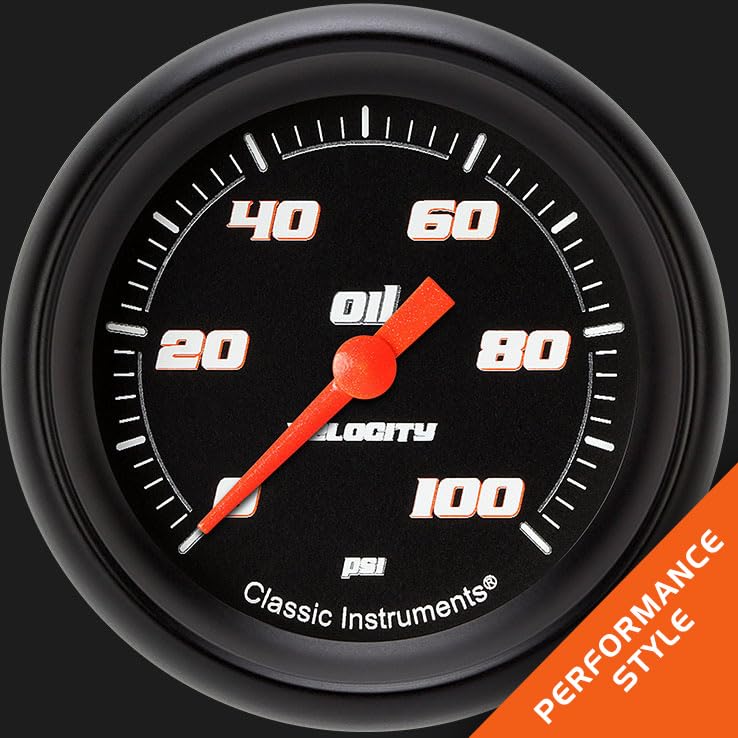 Velocity Classic Instruments Black 2 5/8" Oil Pressure Gauge 100 PSI Electric VS381BBPF
