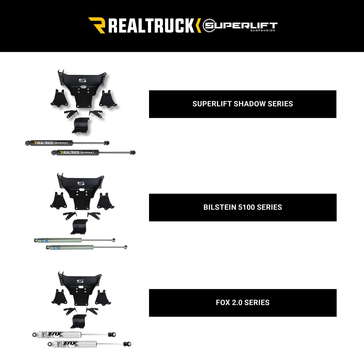 SUPERLIFT SUSPENSION RealTruck Dual Stabilizer Kit for Ford F-250/F-350 | Bilstein 5100 Series Cylinders | 92752 | Fits 2023-2024 Ford F-250/F-350 4WD No Lift Height to Any Lift Height