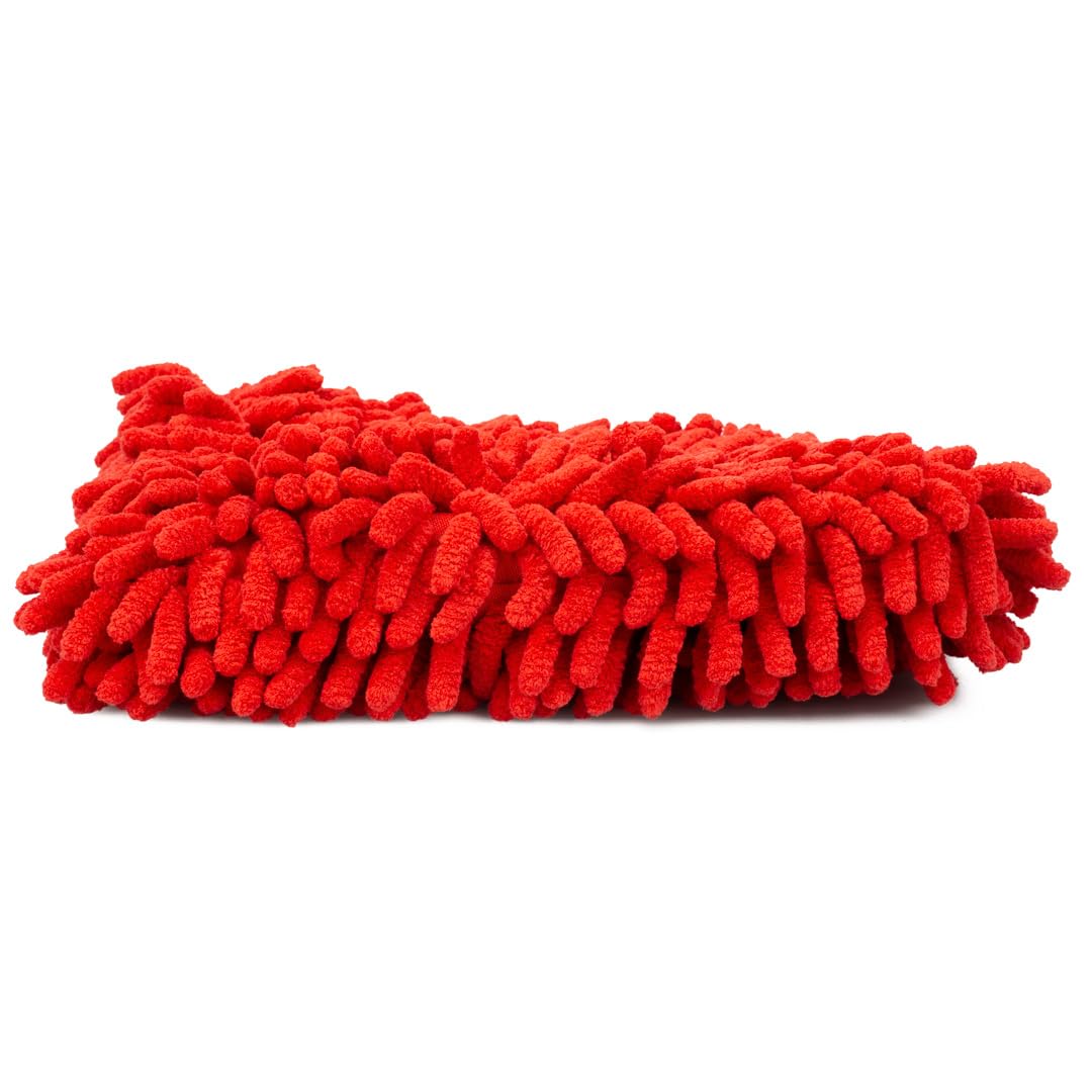 Maxshine Red Chenille Universal Microfiber Wash Pad | Professional High-Efficiency Car Wash Pad & Mitt Alternative | Scratch-Free Microfiber Cleaning Pad for Cars, Trucks, SUVs, Boats & RVs