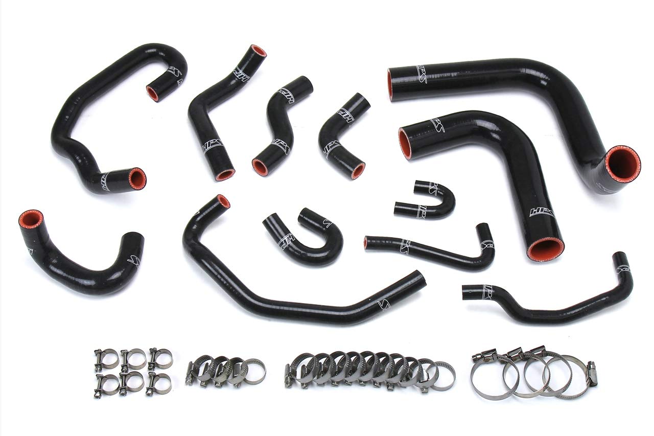 Black HPS 57-1654-BLK Silicone Radiator and Heater Hose Kit Coolant