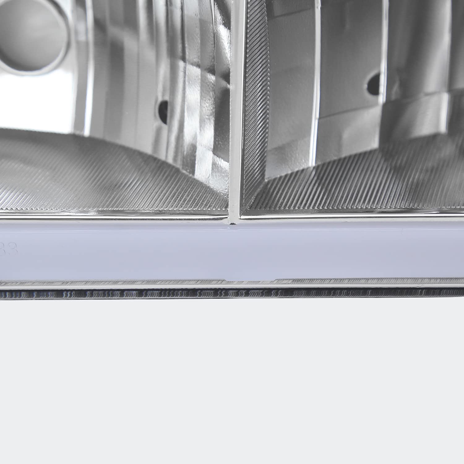 Chrome Headlights SPEC-D TUNING w/LED Light Bar Compatible with 1988-1998 Chevy GMC C10 C/K 1500 2500 3500, Suburban, Tahoe, Silverado, Sierra, L+R Pair Head Light Lamp Assembly
