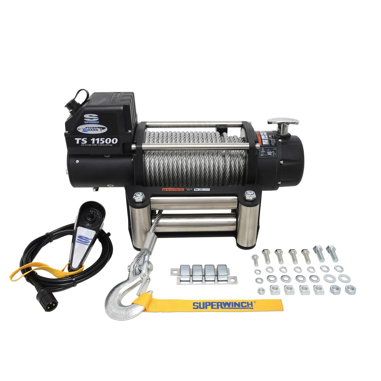Tiger Shark Superwinch 1511200 11.5, 12 VDC winch, 11,500 lb/5,216 kg capacity with roller fairlead