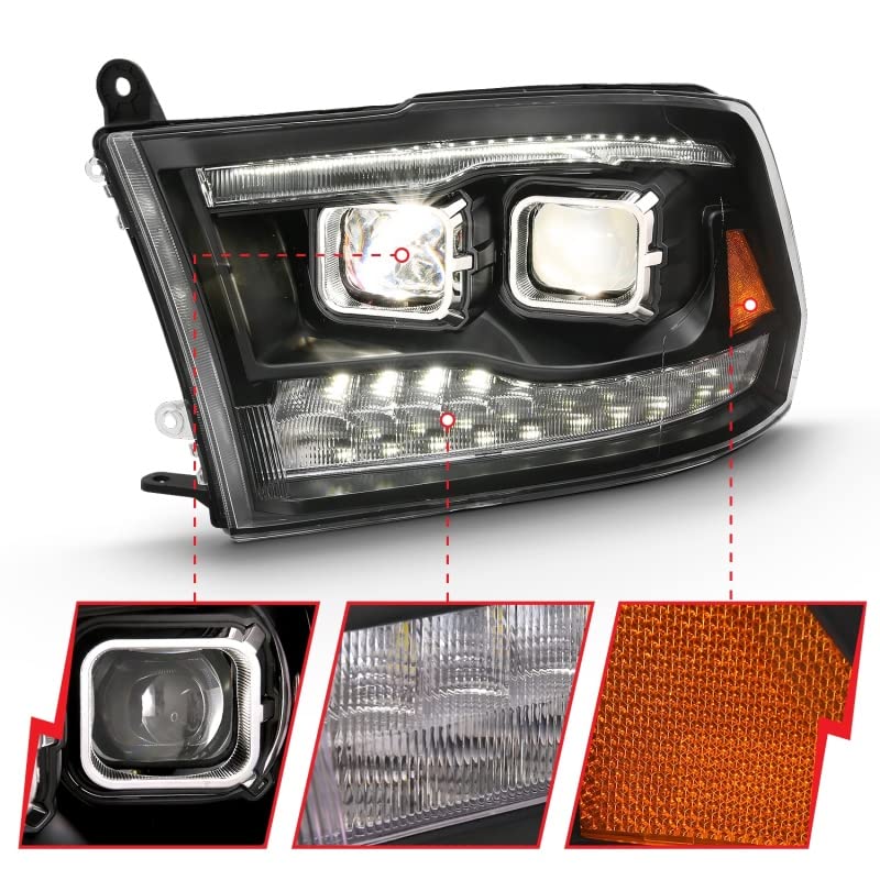 2009-2018 Ram 1500 ANZO (111442) Projector H.L. Switchback Chrome Amber
