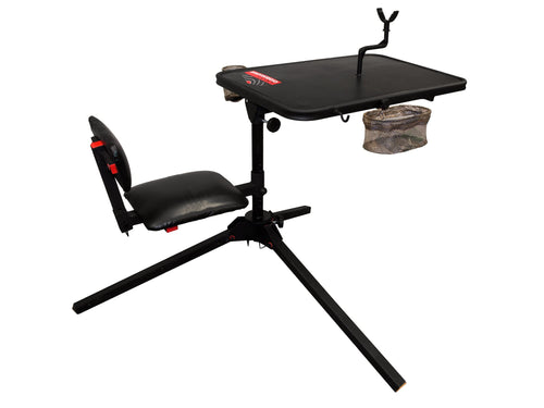 Xtreme Birchwood Casey Adjustable Shooting Bench with Thick Padded Back Rest, Seat, Cup Holder, Ez Access Gear Basket & Gear Hook