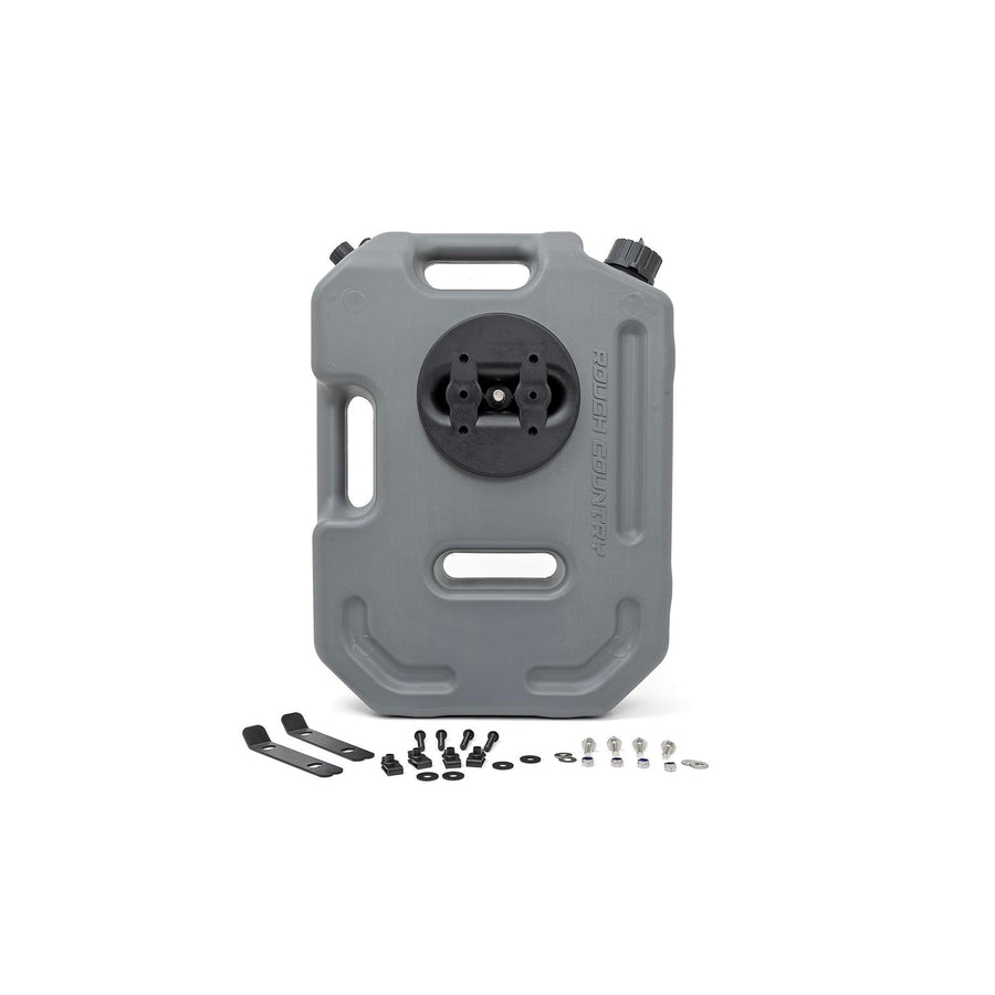 10L Rough Country / 2.6 Gallon Flat Fluid Container w/Lockable Mount - Non-Potable Water & Utility Storage for Trucks, SUV, RV, UTV & Off-Road Vehicles, Gray