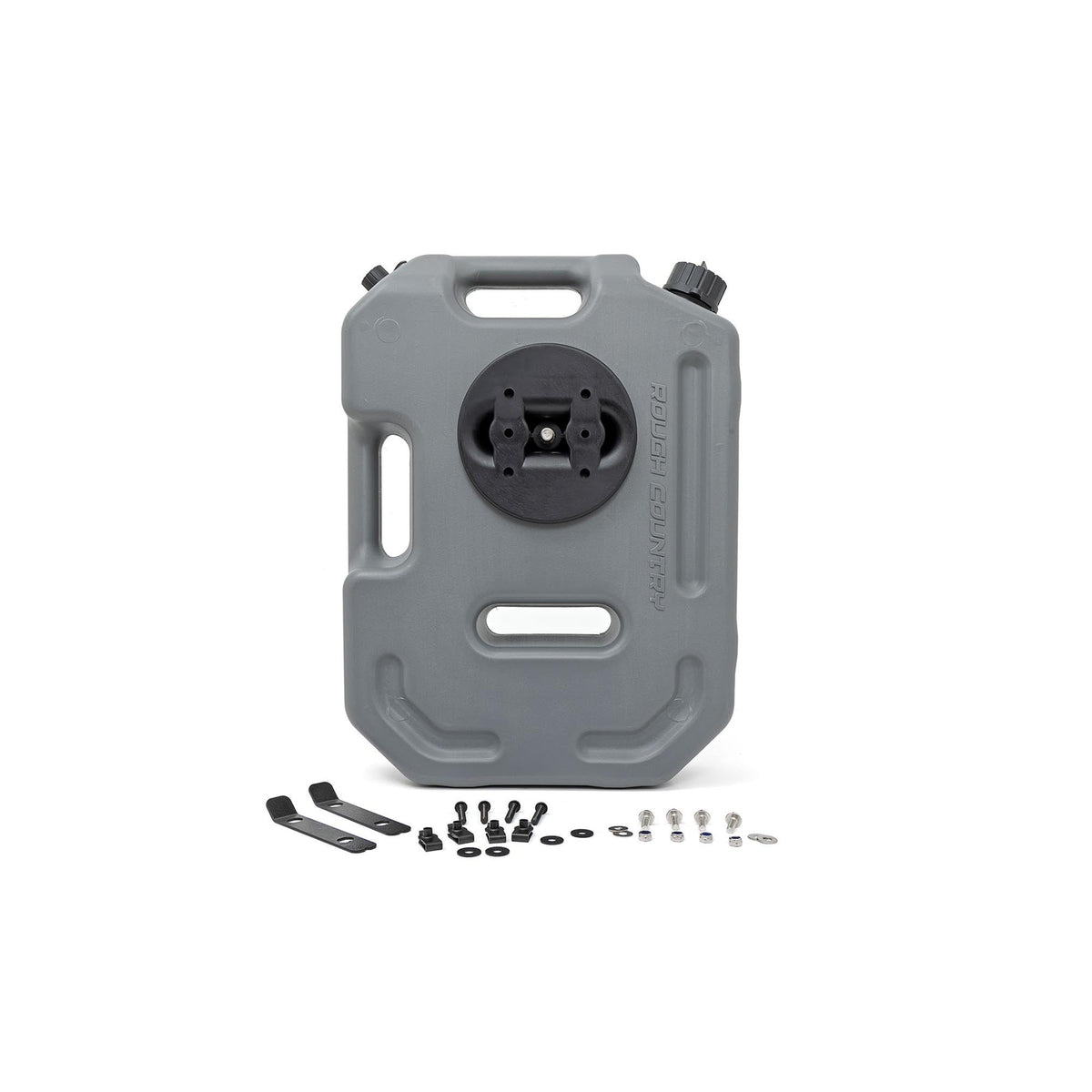 10L Rough Country / 2.6 Gallon Flat Fluid Container w/Lockable Mount - Non-Potable Water & Utility Storage for Trucks, SUV, RV, UTV & Off-Road Vehicles, Gray