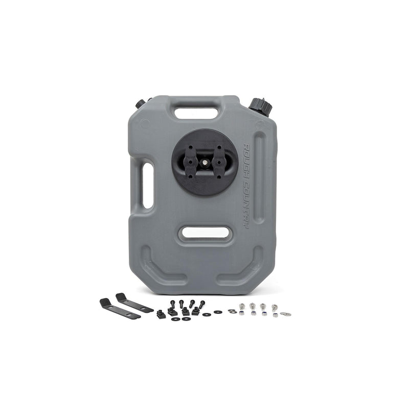 10L Rough Country / 2.6 Gallon Flat Fluid Container w/Lockable Mount - Non-Potable Water & Utility Storage for Trucks, SUV, RV, UTV & Off-Road Vehicles, Gray
