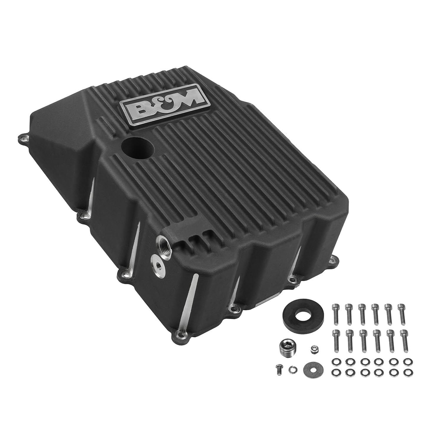 Hi-Tek B&M 70393 Deep Transmission Oil Pan - Black anodized Finish - Each