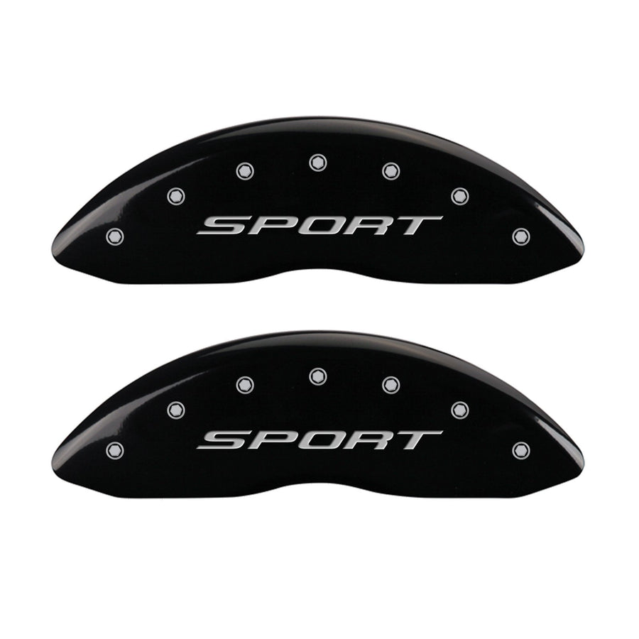 MGP Caliper Covers 10241SSPTBK Front and Rear Caliper Cover, Black Powder Coat Finish, Set of 4 (2015/Sport Silver Characters, Engraved)