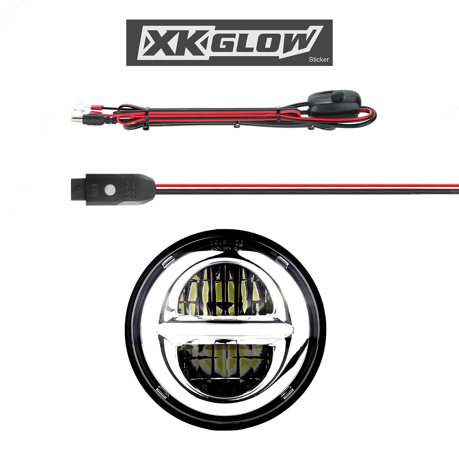 Xk Glow Chrome Bezel Led Headlight Xk-5In-Kit-W