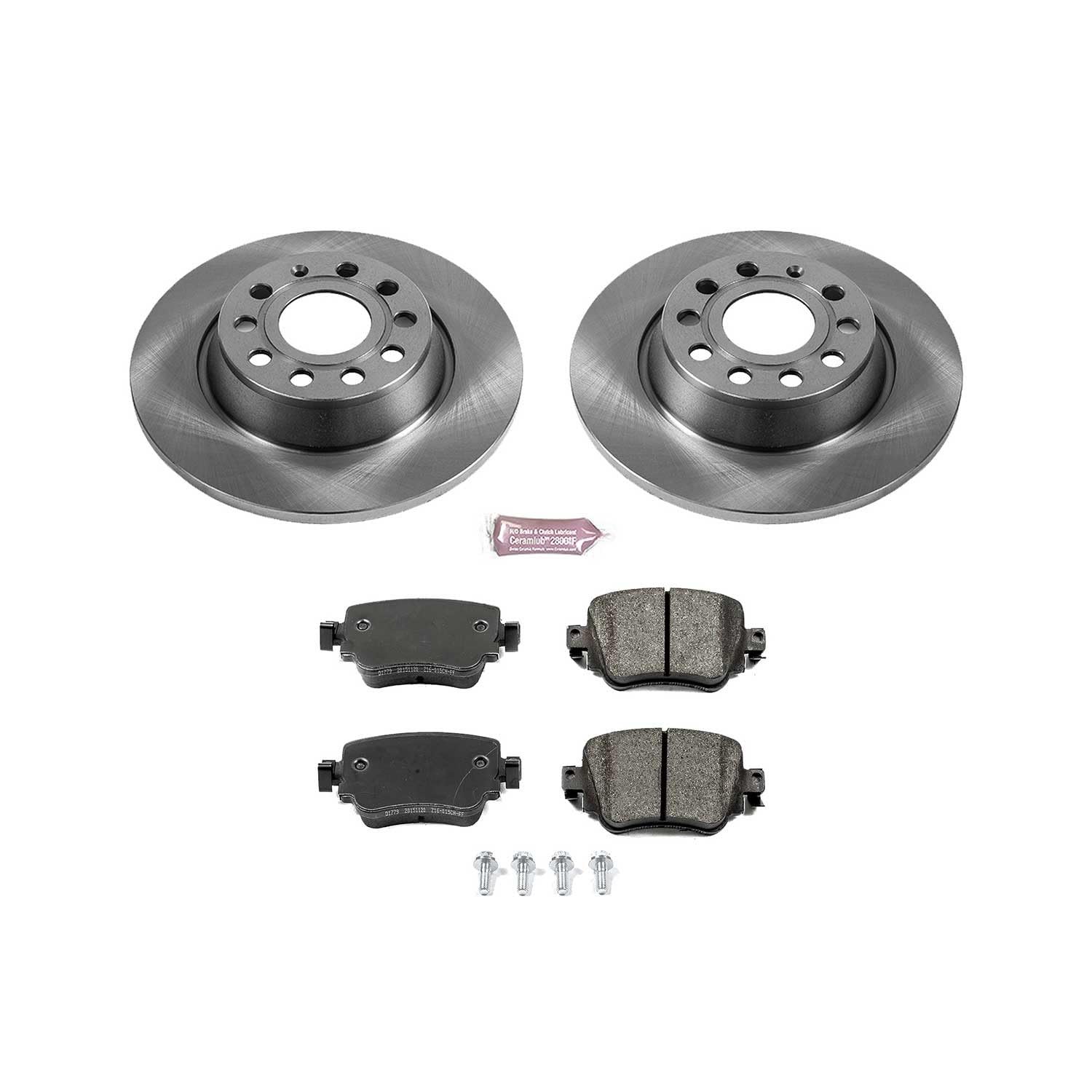 Power Stop Autospecialty KOE7707 Rear Replacement Brake Kit-OE Brake Rotors & Ceramic Brake Pads For Audi Q3 2016-2018, Audi Q3 Quattro 2016-2018 [Model Specific]