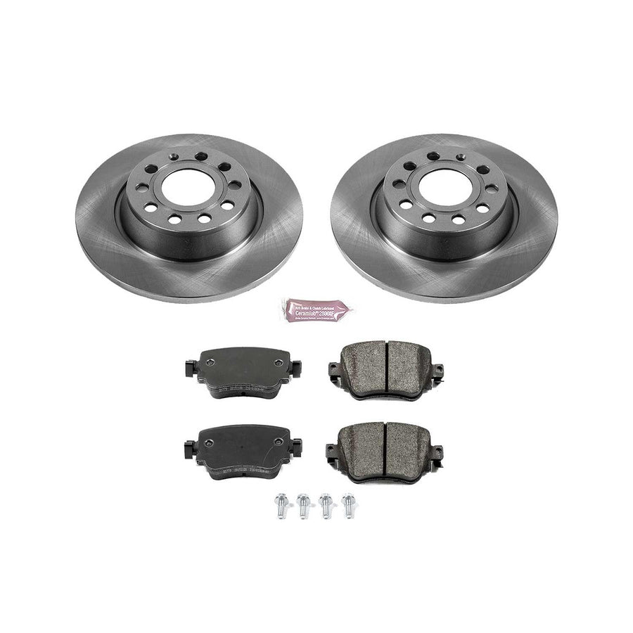Power Stop Autospecialty KOE7707 Rear Replacement Brake Kit-OE Brake Rotors & Ceramic Brake Pads For Audi Q3 2016-2018, Audi Q3 Quattro 2016-2018 [Model Specific]