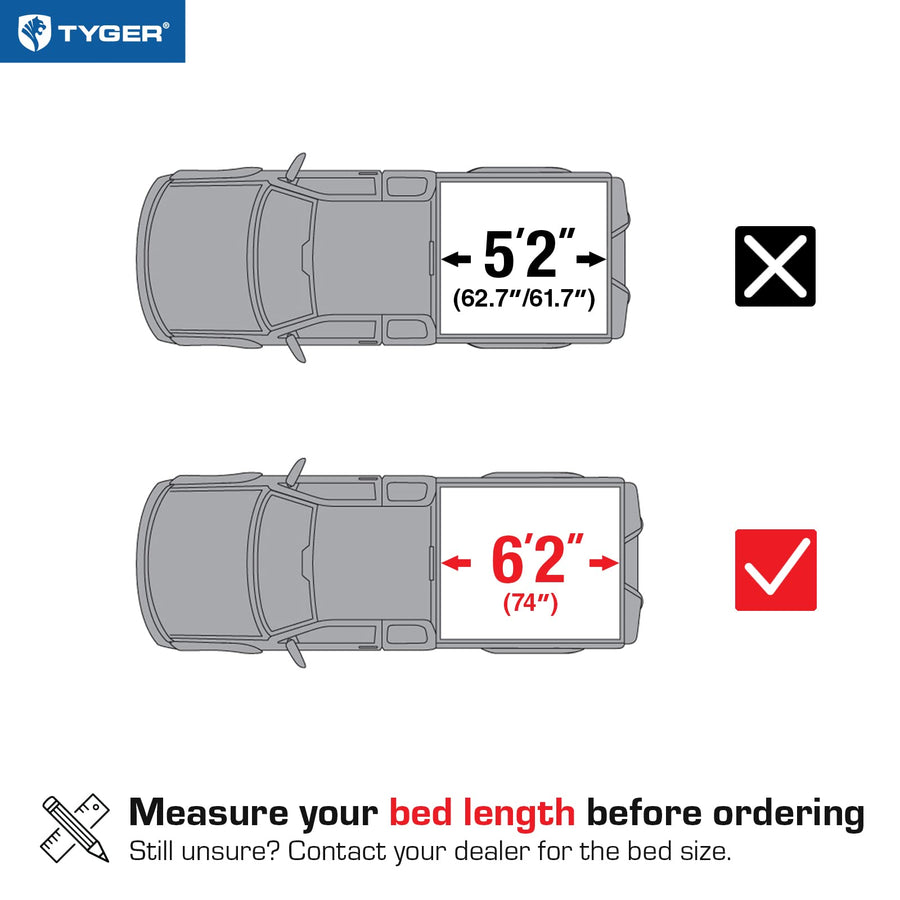 Tyger Auto T1 Soft Roll Up Tonneau Cover Compatible with 2015-2018 Chevy Colorado / GMC Canyon | Fleetside 6'2" Bed (74") | TG-BC1C9013 , Black